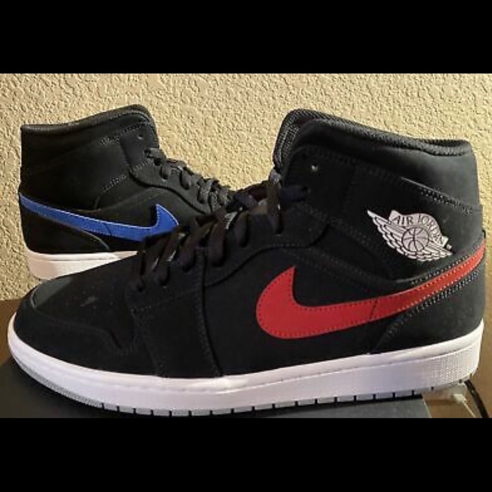 Nike Jordan 1 Mid Swoosh' Black/University Reds